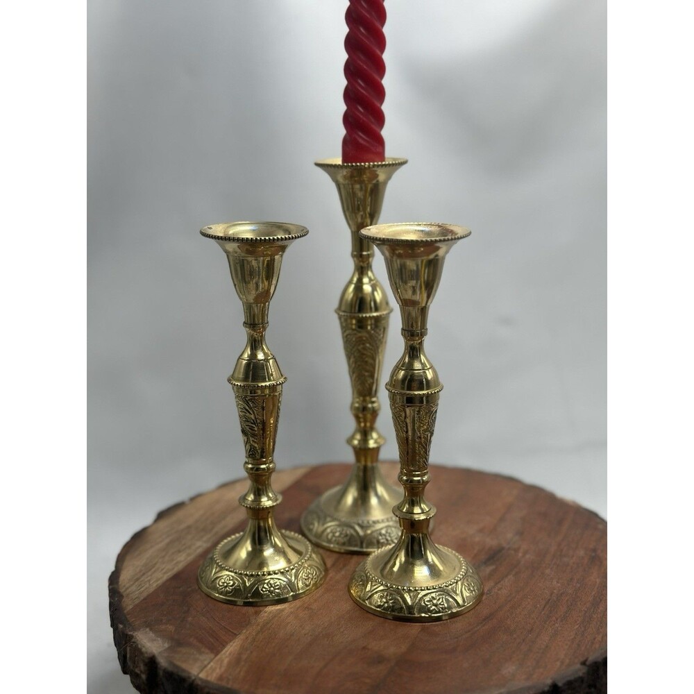 Solid Brass Candle Holder Set Of 3 Candlestick Candle Holders Wedding
